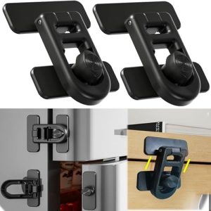 2-Pack Baby Proof Refrigerator Lock | Strong Adhesive No Drill | Childproof & Petproof Latches for Toddlers & Cats | Ide